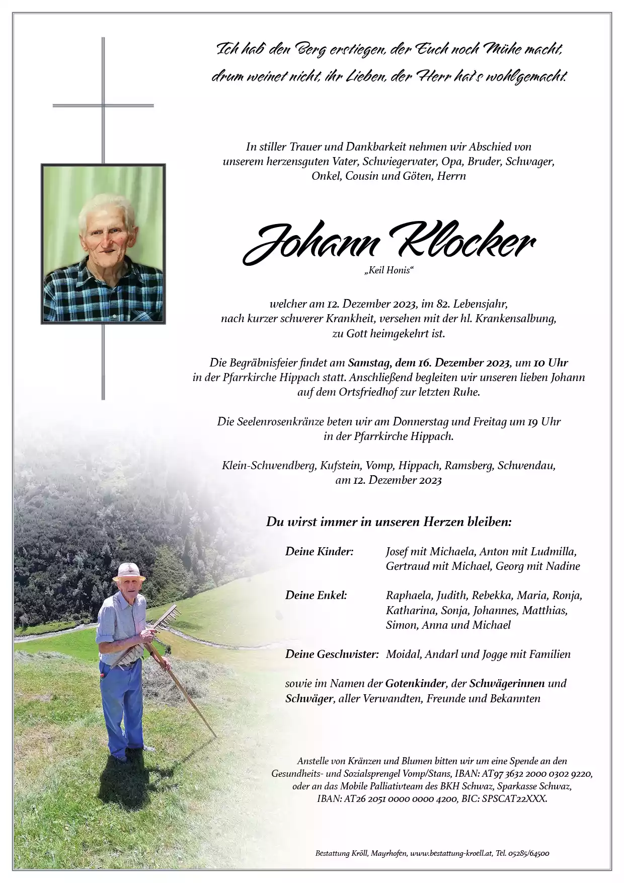 Parte von Johann Klocker